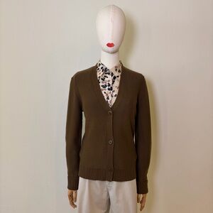 Donna Karan New York 100% Cashmere Vintage Brown V-Neck Cardigan Size M - NWOT